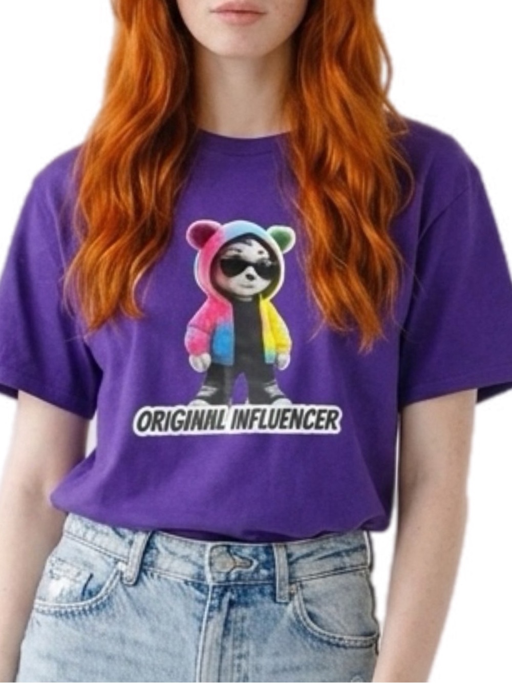 The Blind Medium | Original Influencer Purple Teddy Bear Graphic Print Shirt